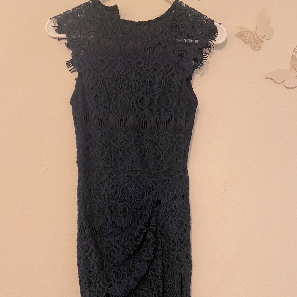 Blue, lace dress